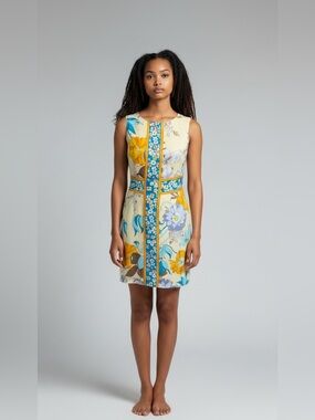 London Times Cotton Shift MIDI Dress Size 6